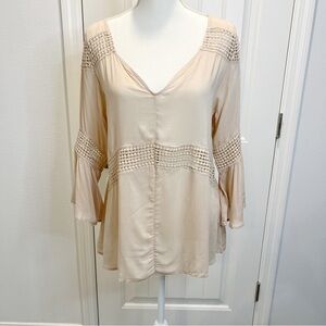 Reckless Angel Boho Blouse Tan Lightweight Size Small